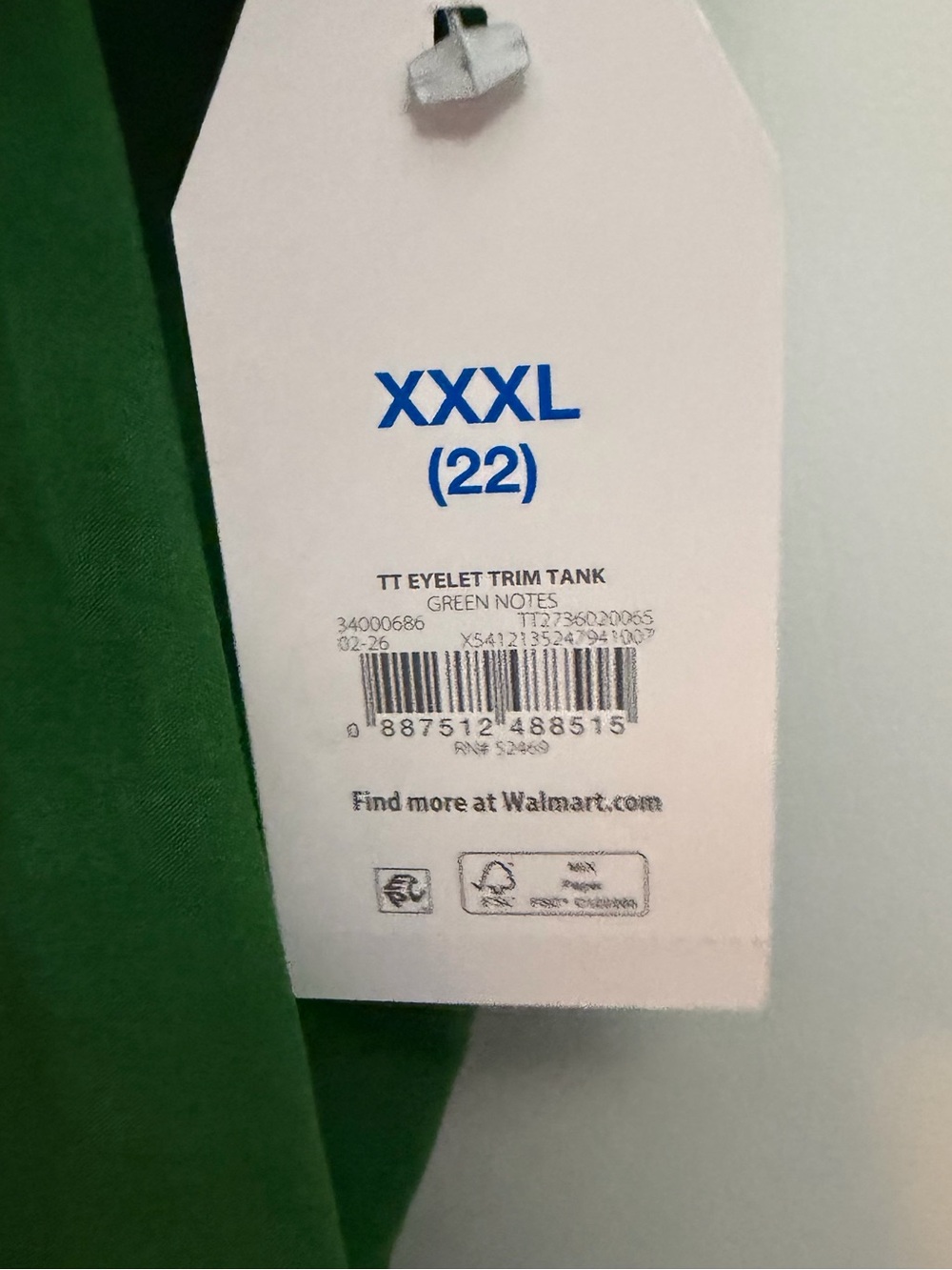 3XL Green Eyelet Ruffled Strap Tank Top - Picture 4 of 4